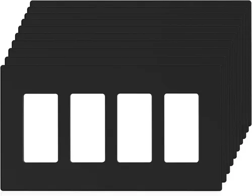 Miniatura 23 de ELEGRP Placas de pared decorativas sin tornillos de 2 posiciones, placas de cubierta de tamaño mediano, cubierta de placa frontal termoplástica Negro