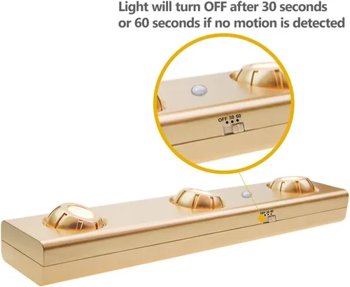 Miniatura 5 de LUXSWAY Luz LED con sensor de movimiento, luces debajo del gabinete, funciona con pilas, luz de toque manual de encendido/apagado con cabezales
