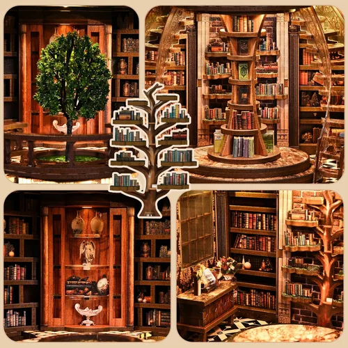 Miniatura 6 de Sagiterra Kit de rincón de libro, kit de casa de muñecas en miniatura de bricolaje (DH-W YR)