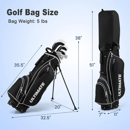 Miniatura 9 de Tangkula 9/10 Pieces Men's Complete Golf Clubs Set, Golf Club Package Set with 460CC Driver, Fairway Wood & Hybrid, Irons, Putter, Portable Regular