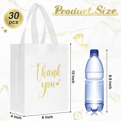 Miniatura 2 de Sweetude 30 bolsas de regalo de agradecimiento con asas, reutilizables, no tejidas, plegables, a granel, para graduación, apreciación del profesor