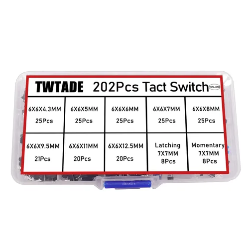 Miniatura 4 de TWTADE 160 interruptores de botón táctil momentáneo + 202 interruptores táctiles momentáneos 10 valores 4 pines interruptor de botón táctil táctil