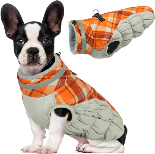 Miniatura 18 de Lelepet Abrigo cálido para perro, abrigo de invierno para perro, chaqueta impermeable para perros con arnés incorporado, chaleco reflectante