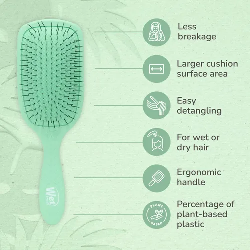 Miniatura 4 de Wet Brush Go Green - Cepillo desenredante tipo paleta, cerdas IntelliFlex ultrasuaves con diseño AquaVent para extender tratamientos uniformemente