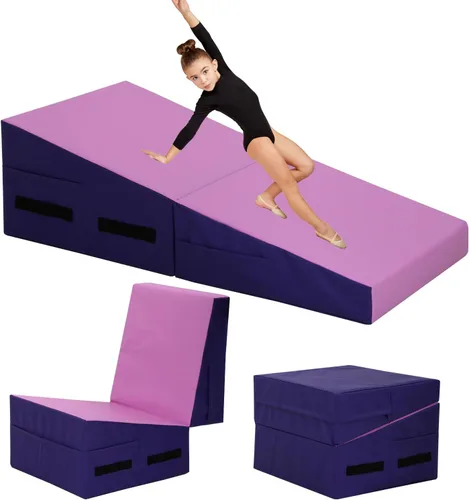 Miniatura 9 de Colchoneta de gimnasia para acrobacias, plegable, con superficie de piel sintética antideslizante y asas, alfombrillas para gimnasia para el hogar