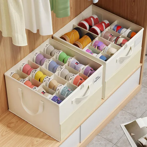 Miniatura 7 de NestOrganix Paquete de 2 organizadores de zapatos para armario, contenedores de almacenamiento grandes para zapatos, organizador plegable