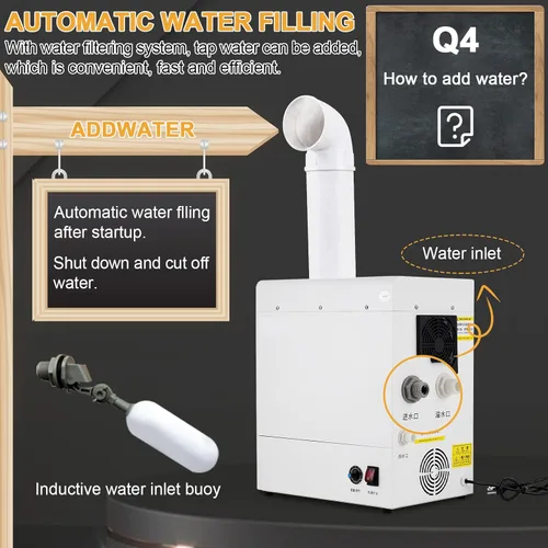 Miniatura 2 de Humidificador industrial de niebla fría - 304.3 fl oz/h, acero inoxidable, llenado automático, 10-99% de humedad, 110V