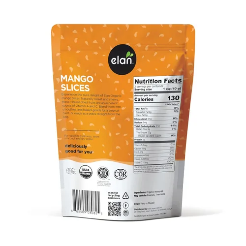 Miniatura 2 de Elan Rebanadas de mango seco orgánico, 4.4 oz, sin sulfitos, sin azúcar añadido, sin OGM, vegano, sin gluten, kosher, bocadillos saludables de fruta