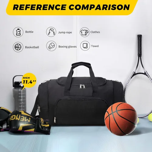 Miniatura 4 de Vorspack Bolsa deportiva de lona Bolsa de gimnasio de 2124 pulgadas para mujeres y hombres, bolsa de lona ligera con botella de agua, Negro