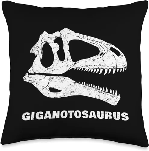 Giganotosaurus Fossil Bones Paleontology Giganotosaurus - Almohada de dinosaurio cazador de fósiles de cráneo, 16 x 16 pulgadas, multicolor