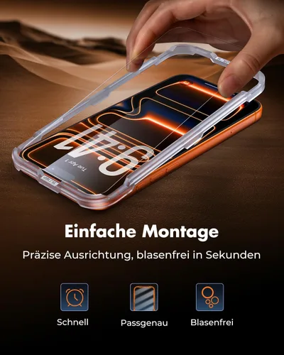 Miniatura 9 de UNBREAKcable Paquete de 3 protectores de pantalla para iPhone 17 Pro con protección de cámara, dureza 9H, claridad HD, antihuellas, compatible