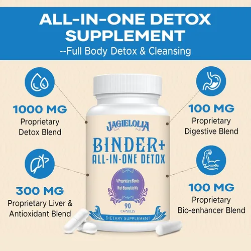 Miniatura 3 de Jagielolia Suplemento de desintoxicación todo en uno de 1500 mg – Alta biodisponibilidad, limpieza de desintoxicación intestinal hepática con carbón