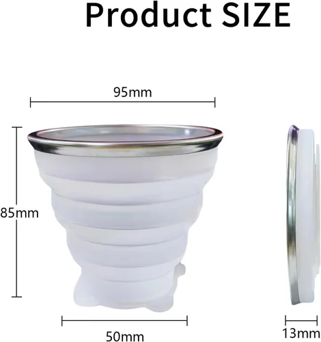 Miniatura 2 de Vasos plegables, de silicona, plegable, para viaje, expandible, con tapas, reutilizables, pequeñas, portátiles, para viajes, campamento, senderismo