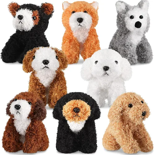 Miniatura 10 de Sumind 8 piezas de perros de Navidad de peluche, surtido a granel de lindos perritos de peluche de 5 pulgadas, pequeño animal para Navidad
