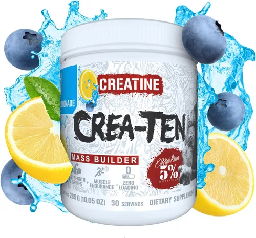 Miniatura 5 de 5% Nutrition CreaTEN Creatine Complex + Accelerators Creatina en polvo saborizada para ganancia muscular Máxima potencia, fuerza, resistencia