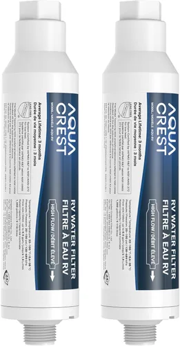 AQUA CREST Filtro de agua para caravana, filtro de agua en línea RV con certificado NSF, reduce el cloro, el mal sabor y el olor, ideal para jardín