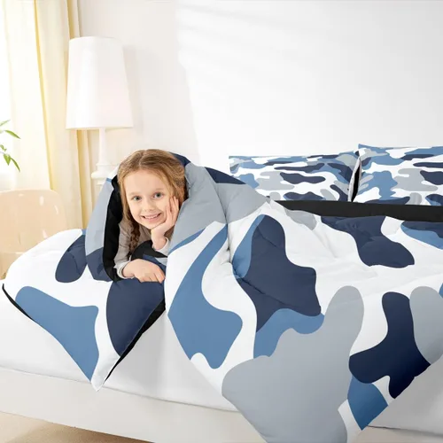 Miniatura 6 de Edredón de plumón de camuflaje para niños, niñas, adolescentes, adultos, juego de ropa de cama con patrón abstracto de colores suaves, relleno