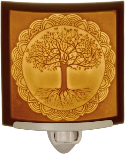 The Porcelain Garden Luz nocturna de árbol de la vida, litofán de porcelana, enchufe decorativo de pared para guardería, dormitorio, cocina, baño,