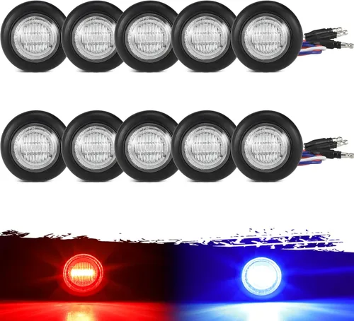 Miniatura 8 de Partsam 10 unidades de luz LED redonda de doble color de 3/4 pulgadas, color ámbar a blanco, luz lateral auxiliar de luz lateral, aprobadas por DOT