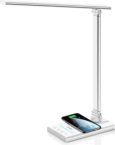 Miniatura 10 de AFROG - Lámpara de escritorio LED multifuncional de 5ª generación con cargador inalámbrico de carga rápida de 10 W, puerto de carga USB, 1800 lux