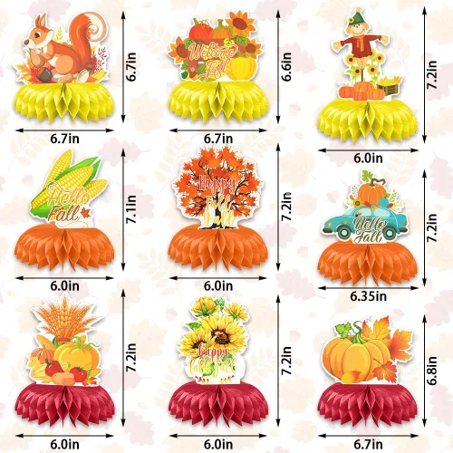 Miniatura 2 de Hying 9 centros de mesa de panal de otoño para mesa, centros de mesa de panal de Acción de Gracias, centros de mesa de hojas de arce de otoño