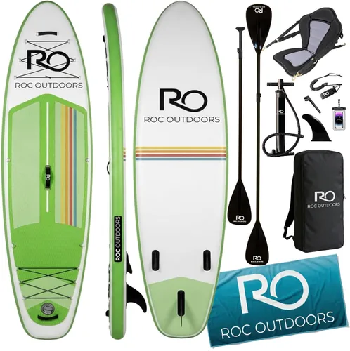 Miniatura 8 de Roc Tabla de remo inflable con accesorios y mochila de alta calidad, cubierta antideslizante, bolsa impermeable, correa, remo y bomba de mano.