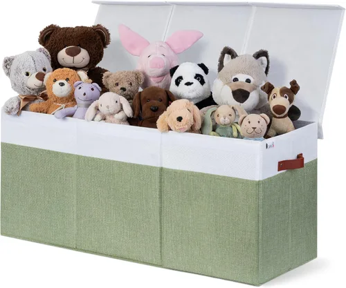 Miniatura 8 de SoftOwl Organizador de almacenamiento de juguetes extra grande con tapa, diseño de caja de almacenamiento de juguetes resistente y plegable, Negro