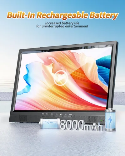 Miniatura 3 de NORTHING Televisor portátil de 19 pulgadas para interiores y exteriores, TV portátil Full HD 1080P para campamento, 8000 mAH, TV con alimentación