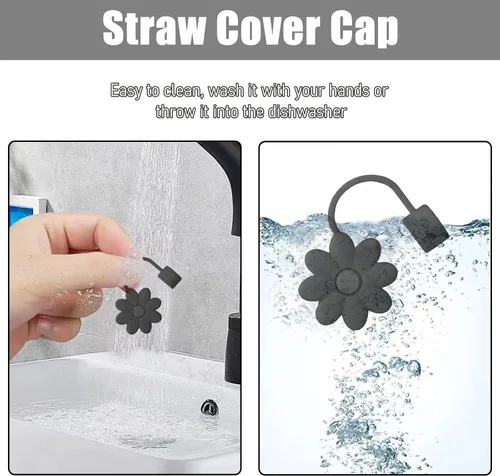 Miniatura 4 de Cubiertas de paja de flores para copas Stanley de 30 y 40 onzas, accesorios para vasos de silicona, 4 unidades, tapas de popote de silicona
