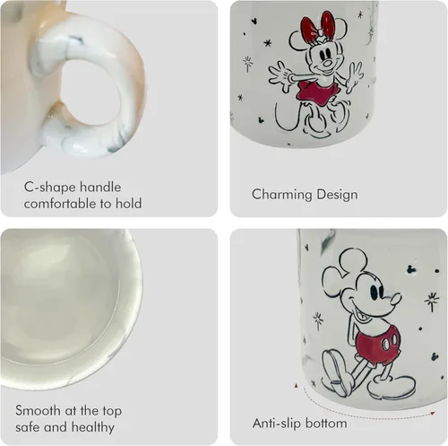 Miniatura 7 de 7STAR Taza clásica de mármol de dibujos animados para parejas, taza de café estética de doble cara de 14 onzas con siluetas de personajes icónicos