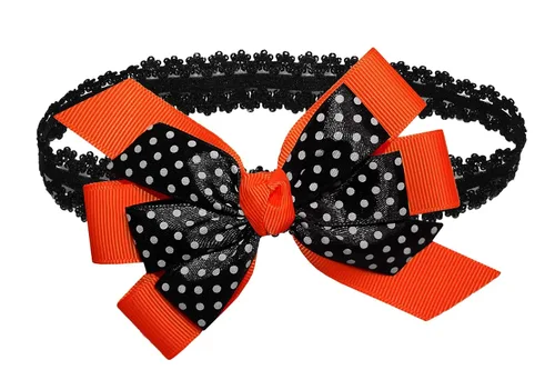 Miniatura 6 de WEBB DIRECT2U WD2U - Diadema elástica con lazo de grogrén de puntos negros para niñas (verde manzana)