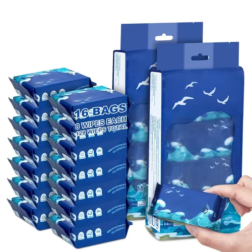Miniatura 9 de 64 mini toallitas pequeñas de tamaño húmedo para viajes, toallitas de mano tamaño de viaje para adultos, niños y bebés, sin perfume, sin alcohol