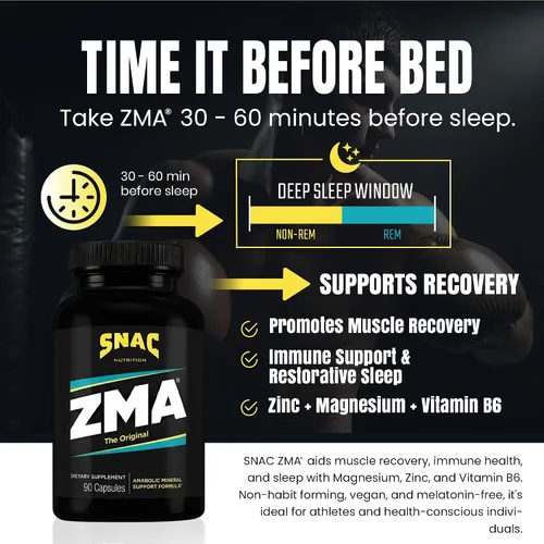 Miniatura 3 de SNAC ZMA El suplemento original de recuperación y sueño, promueve la recuperación muscular, apoyo inmunológico y sueño reparador con zinc, magnesio