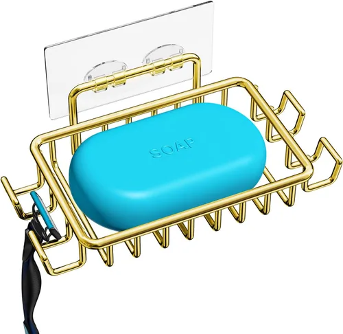 Miniatura 10 de Nieifi Jabonera de barra para pared de ducha con 4 ganchos, jabonera adhesiva de acero inoxidable para baño, color plateado A-Silver