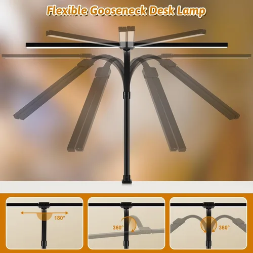 Miniatura 6 de Lámpara de escritorio pequeña para oficina, dormitorio, hogar, luz de escritorio para cuidado de los ojos, 18 W, lámpara de mesa regulable
