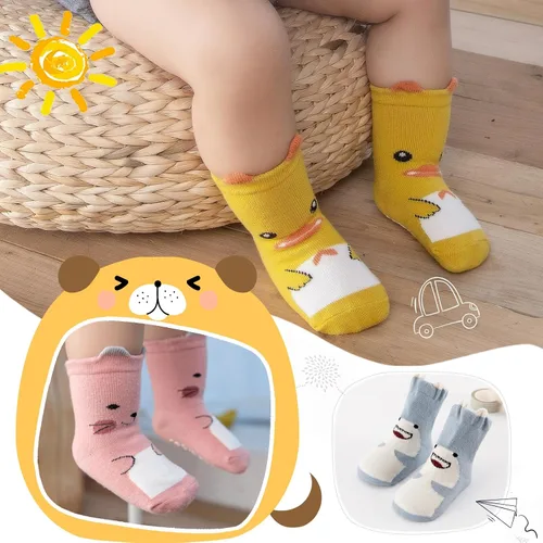 Miniatura 4 de Fanairy Toddler Animal Non Skid Crew Socks with Grips Baby Infant Boy Girl Non Slip Cotton Socks 6 Pairs