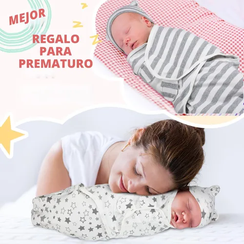 Miniatura 6 de Buryeah Paquete de 4 Mantas Envolventes para Bebés Prematuros con Gorro para Bebés Niños y Niñas de 3-7 Libras, Ropa para Recién Nacidos Prematuros