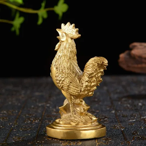 Miniatura 3 de BRASSTAR Estatua de Feng Shui de latón auspicioso gallo/pollo/gallo oficina en casa talismán decorativo figura de oro regalo para colección PTZY048
