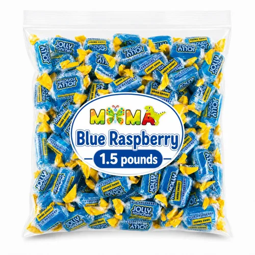 Bolsa a granel de caramelos duros de frambuesa azul de 1.5 libras – Hechos a partir de caramelos Jolly Rancher – Reenvasados por Mima Mima –
