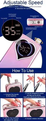 Miniatura 4 de Proveedores de uñas color degradado 35000RPM portátil y de escritorio sin escobillas silencioso máquina de clavo eléctrica