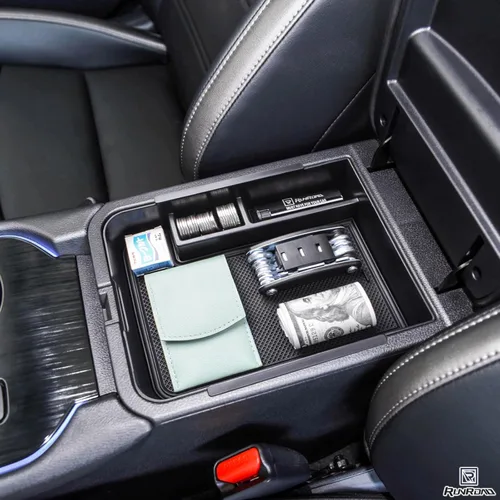 Miniatura 6 de RUNROAD Bandeja de consola central compatible con Nissan Sentra 2020 2021 2022 2023 2024 2025 accesorios, bandeja para reposabrazos, caja de Negro
