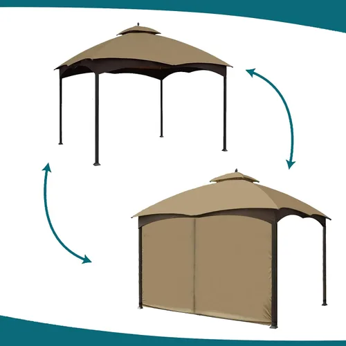 Miniatura 7 de Cortina Universal de Repuesto para Privacidad de Gazebo - Wonwon Panel de Privacidad con Toldo y Cierre para Gazebo al Aire Libre de 10 x 10 Pies