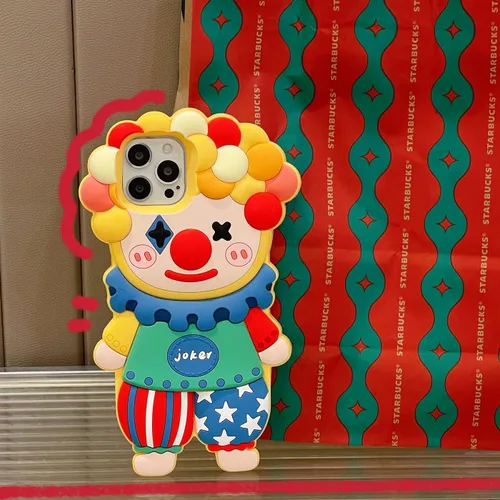 Miniatura 6 de Funda fea compatible con iPhone 14 Pro Max, diseño 3D Kawaii de payaso de dibujos animados, para mujeres y niñas, lindo protector de silicona suave
