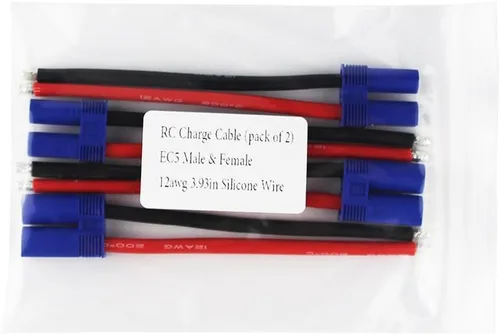 Miniatura 6 de 2 pares EC5 0.197 in macho hembra banana conector con 12awg alambre de silicona 3.93 pulgadas RC Hobby Lipo batería (paquete de 2)