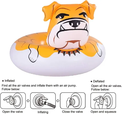 Miniatura 7 de Flotador Bulldog, tubo inflable gigante de 53 pulgadas para fiesta, diversión de verano, juguetes de piscina para adultos y niños
