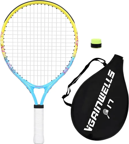 Raqueta de tenis para niños de 17"-23" para edades de 2-9 años, ligera y duradera, incluye 1 raqueta de tenis para niños pequeños y 1 cintas de