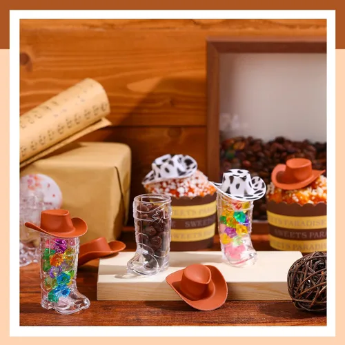 Miniatura 4 de Sawysine Juego de 24 vasos de cristal para botas de vaquero, sombrero de vaquera occidental y gafas de botas de vaquero de plástico, sombrero
