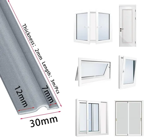 Miniatura 3 de Cinta de sello de espuma autoadhesiva para ventana de 26 pies, burlete de ventana y sellado lateral de puerta insonorizado, barrido inferior de Gris