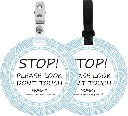 Miniatura 9 de PLIGREAT 2 carteles colgantes con texto en inglés "Stop Touching Baby Please Dont Touch Me", placas para recién nacido, niña, niño, prematuro