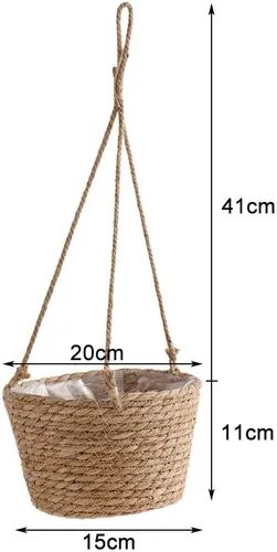 Miniatura 5 de WYSRJ - Maceta colgante de cuerda de yute de 8 pulgadas, cesta tejida para plantas, macramé, soporte para plantas, cestas de almacenamiento